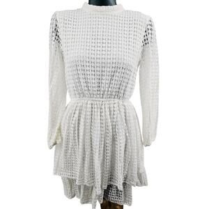 Mustard Seed White Romantic Lace Western Boho Short Dress Cottagecore XS 3128